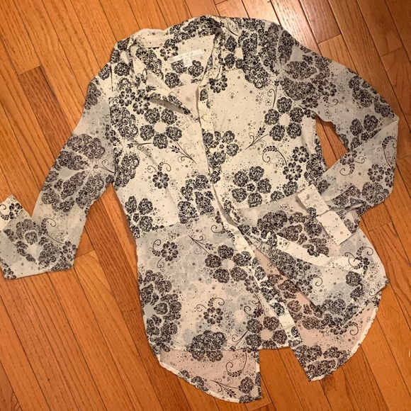 LC Lauren Conrad Tops - Black and Cream Print Shirt Sz. XS